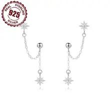 S925 スターリングシルバータッセルイヤリングスターデザイン人格ブラブライヤリング中国メーカー卸売価格ジュエリーアクセス