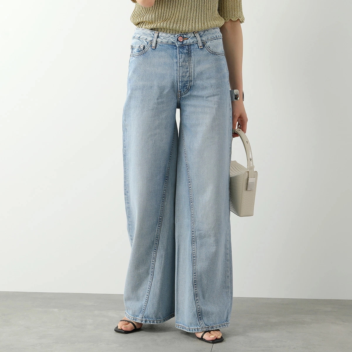 GANNI ガニー デニム Rigid Denim Jozey J1197 6432 レディース ジーンズ コットン ワイド バギー 565/Light-Blue-Vintage