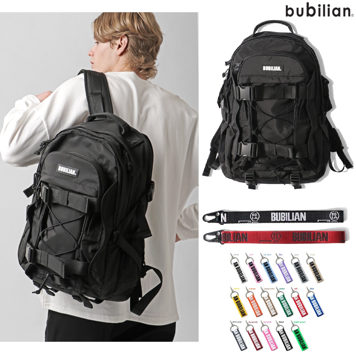 Luxury Backpack_Black 31L 新商品 新学期 韓国人気 韓国ファッション 男女共用 カップルアイテム ストリートファッション カジュアルバッグ 学生バッグ