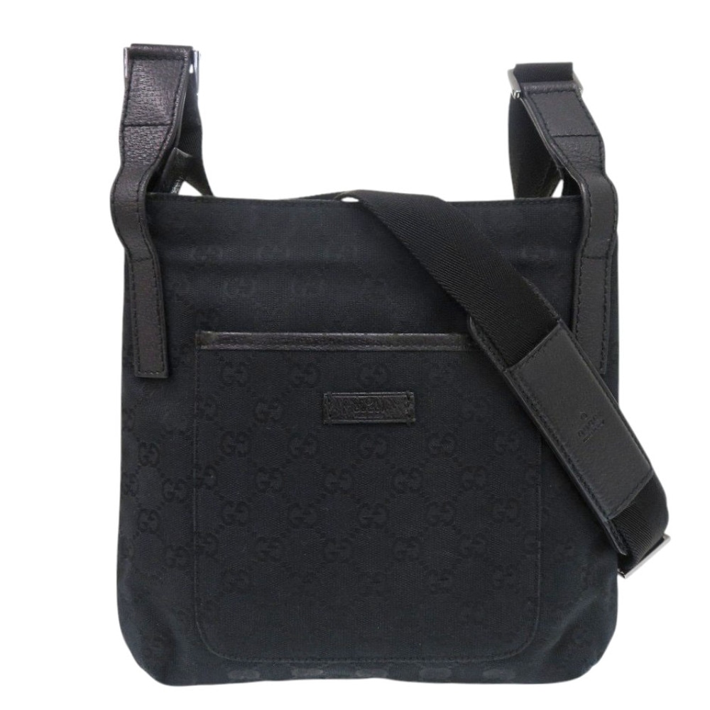 美品 122793 ショルダーバッグ GGキャンバス/レザー ブラック 1530【中古】 メンズ