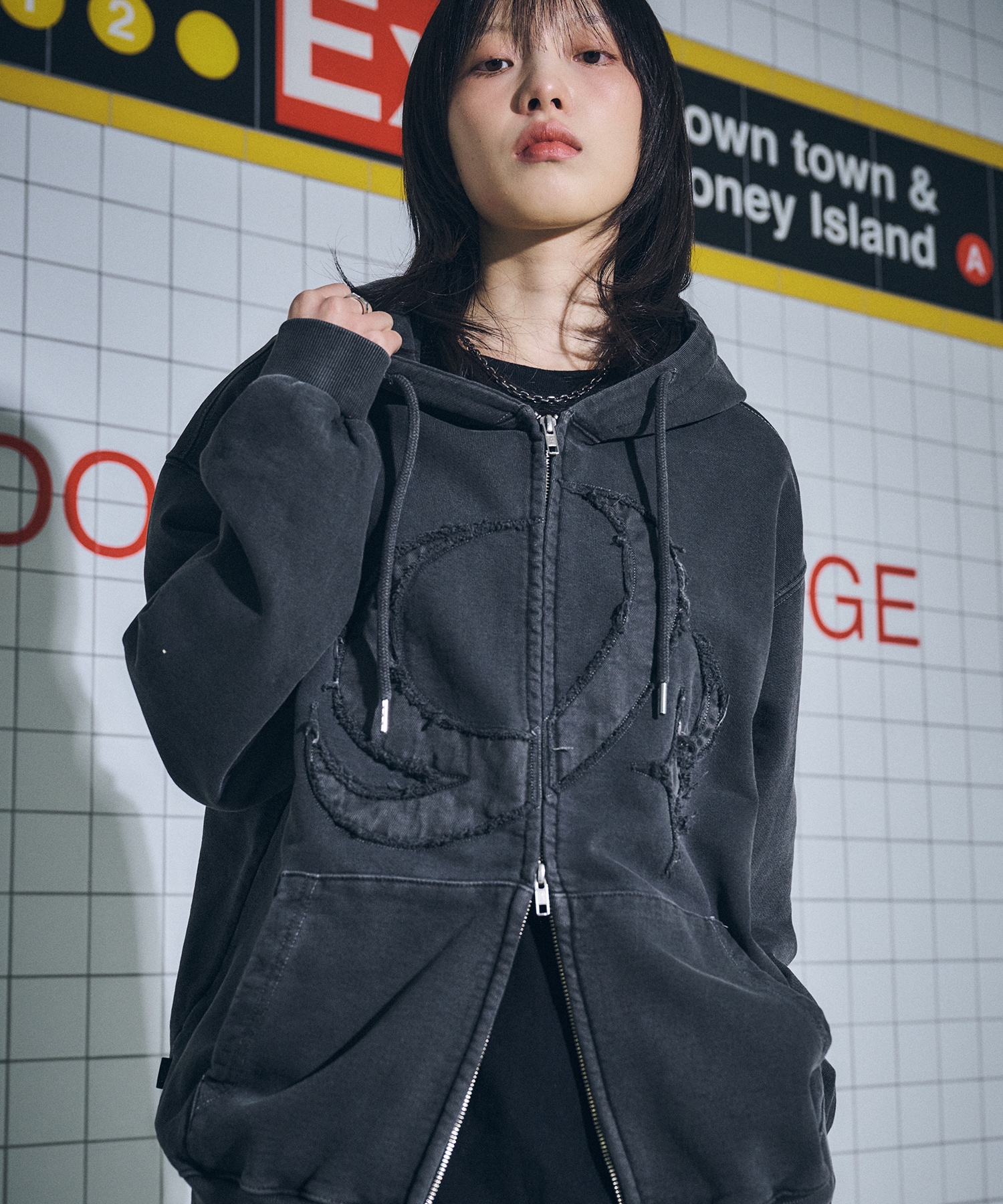 CPGN STUDIO (ツーウェイ) CP スターピグメントパーカージップアップスモークブラック