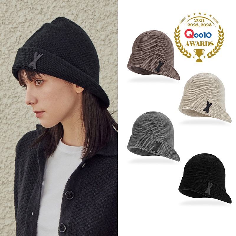 VA Patch Wide Brim Knit Bucket Hat / VA バッジ ワイド ブリム ニット バケットハット (4Color)