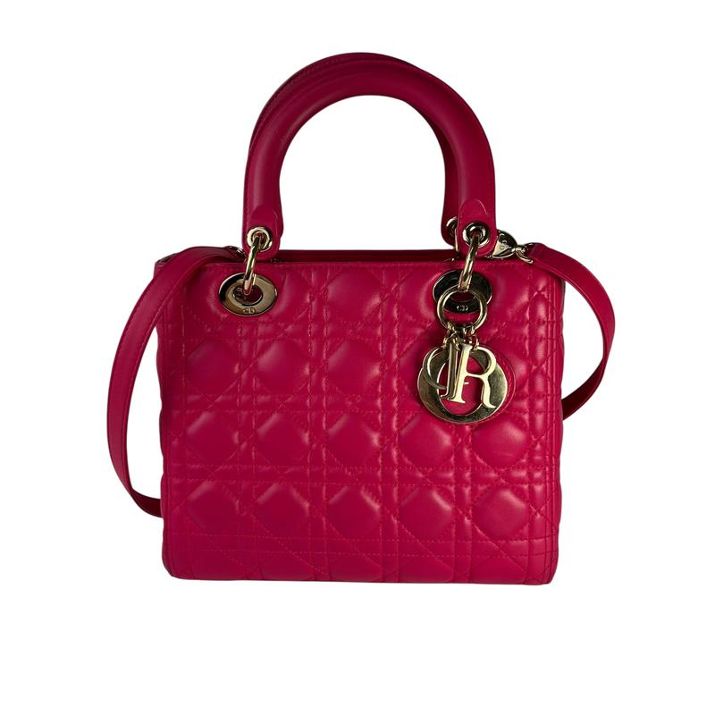 Dior ディオール レディディオール２WAY レザー ショルダーバッグ ピンク A-8206