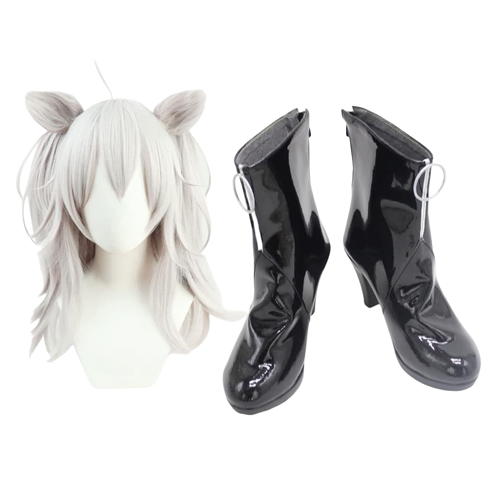 獅白ぼたん コスプレ靴 獅白ぼたん ししろ ぼたん ウィッグ付き 靴 ブーツ 下駄 シューズ 長靴 コスプレ クリスマス ハロウィン