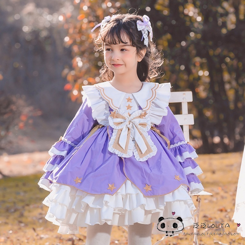 ロリータプリンセスドレス長袖ガールズドレスワンピース春