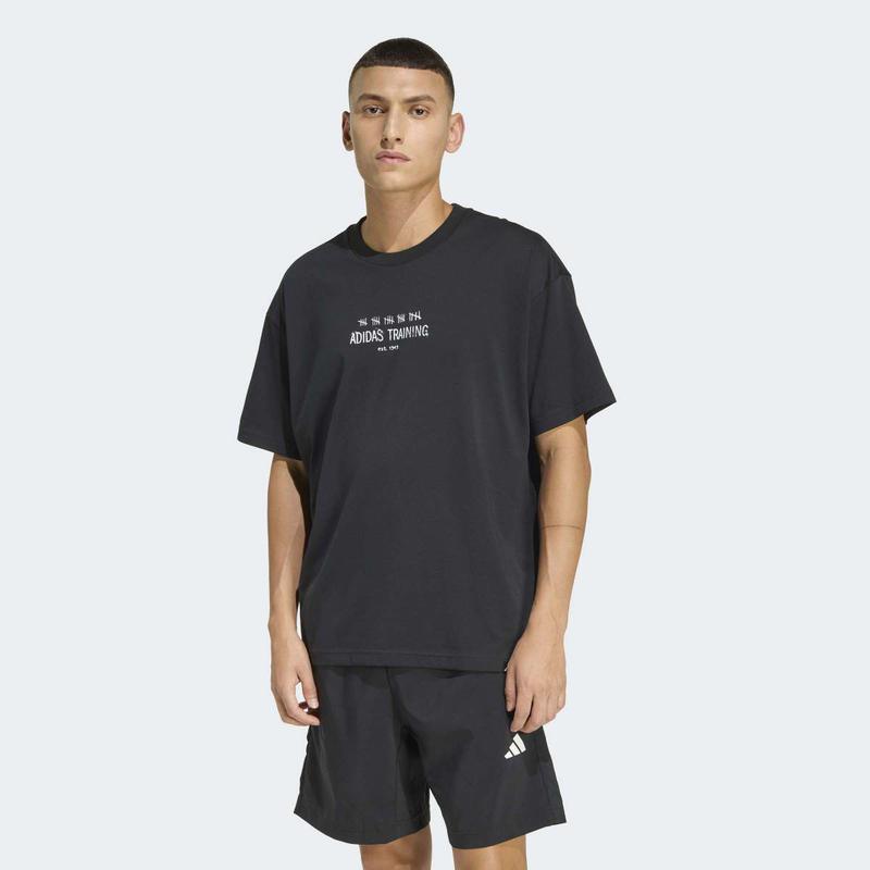 [男性用] クライマクール パワー グラフィック トレーニング Tシャツ (KB9399) 機能性トレーニング ブラック