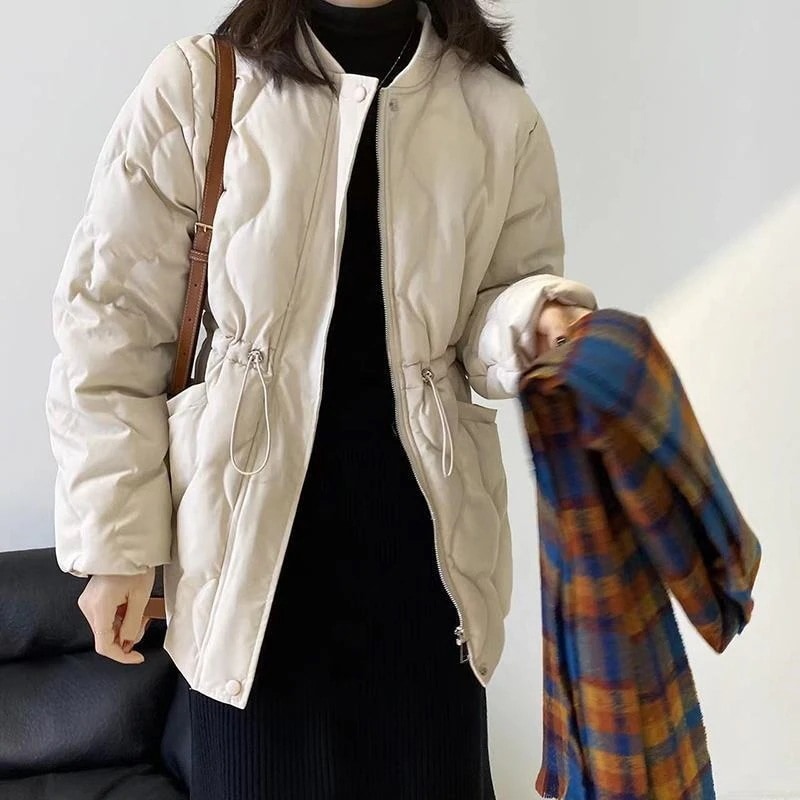 期间限定！ドローストリング 調節可能 ダウンジャケット 中綿コート 暖かい 韓国ファッション 大きいサイズ 長袖 レディース コート ジャケット アウター 秋冬 ダウンコート ダウンベスト 5,630円