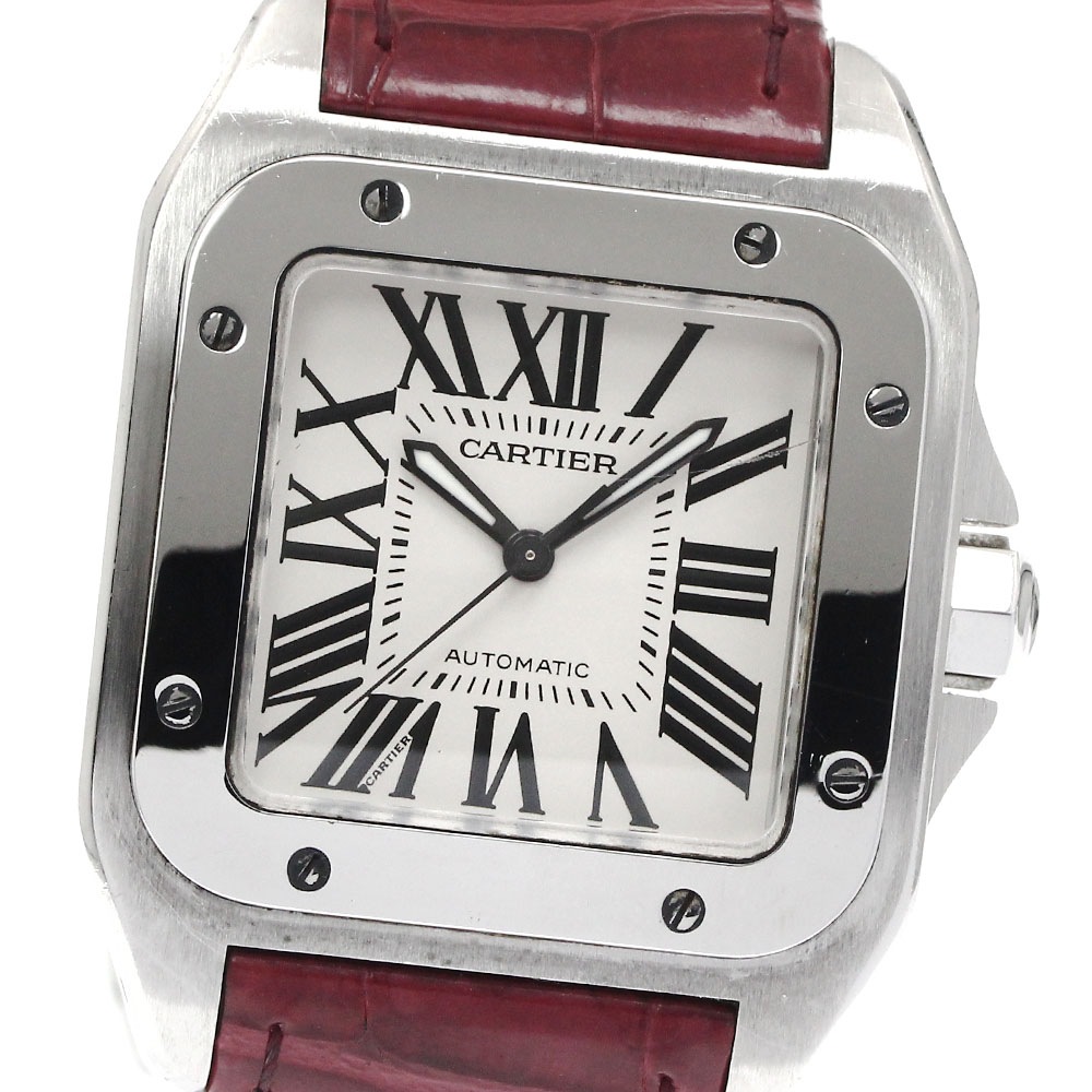 カルティエ CARTIER W20126X8 サントス100 MM 自動巻き ボーイズ 箱付き_881645【中古】