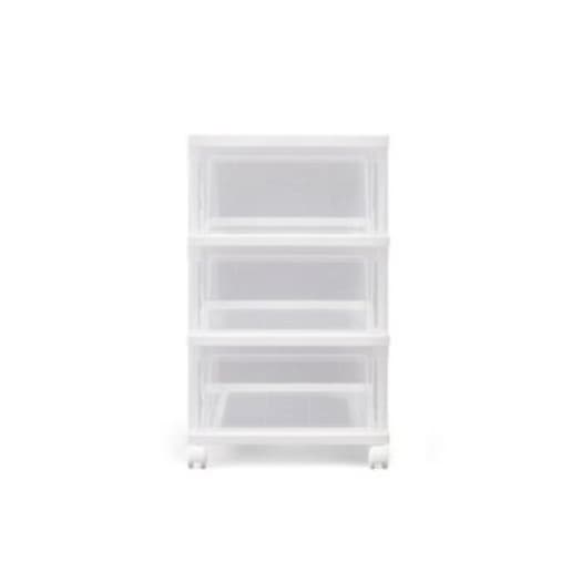 [倉庫管理]　アイリスオーヤマ クローゼットチェスト３段ｘ２個セット ホワイト/クリア NSCLZ-503