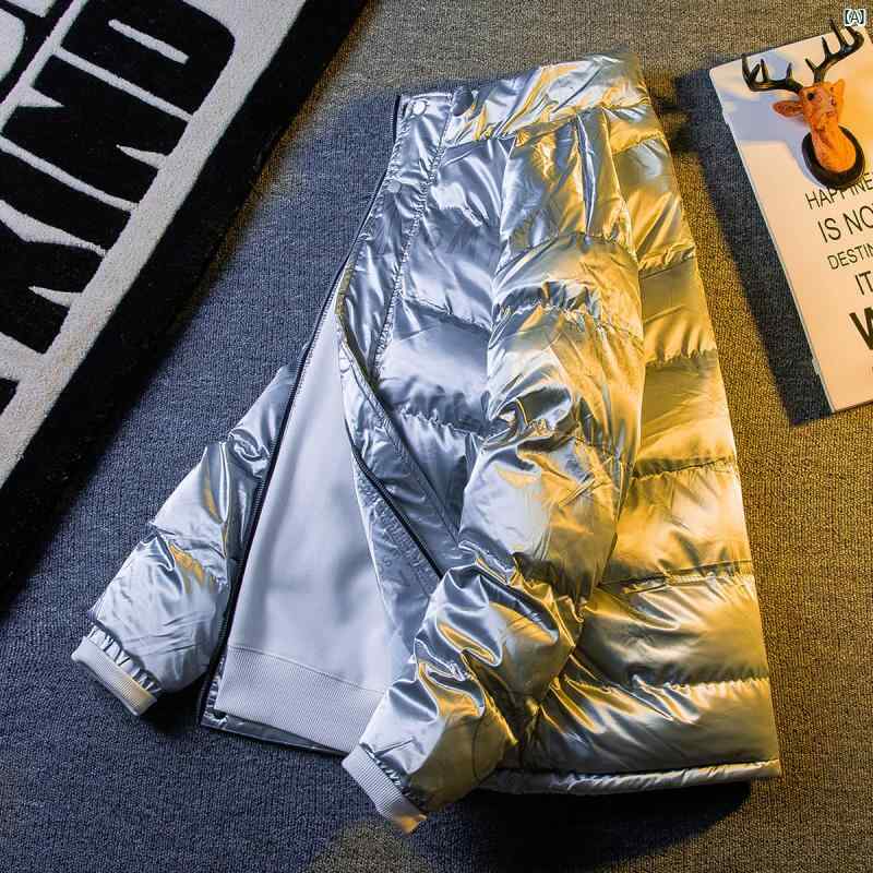 メンズ　ファッショオン　オシャレ　カジュアル　男性 HPCP 光沢 プリント ダウン コットン コート 冬 厚手 スタンドカラー コットンコート ジャケット 防寒 服