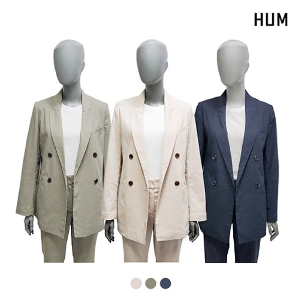 (HUM) ウィメンズスパンレギュラーフィットダブルジャケット_セットアップ (FHPECJV501M)