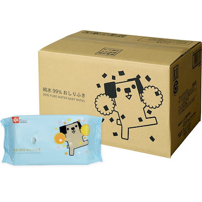 他サイト： 【Amazon.co.jp限定】 純水99% おしりふき 「ポチ」 80枚入×20個 (1600枚)の商品画像