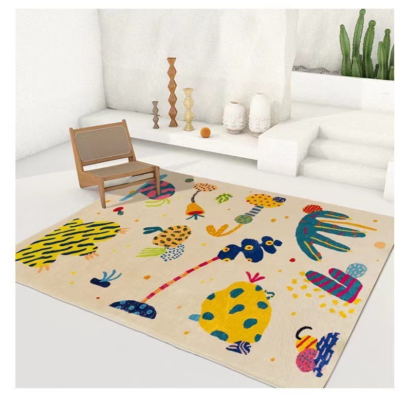子供用アーティスト手描きカーペット寝室読書エリアかわいいベッドサイドマット厚手プラッシュ