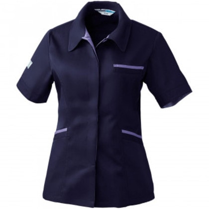 桑和 422 レディース半袖スモック Lサイズ ネイビー(1)