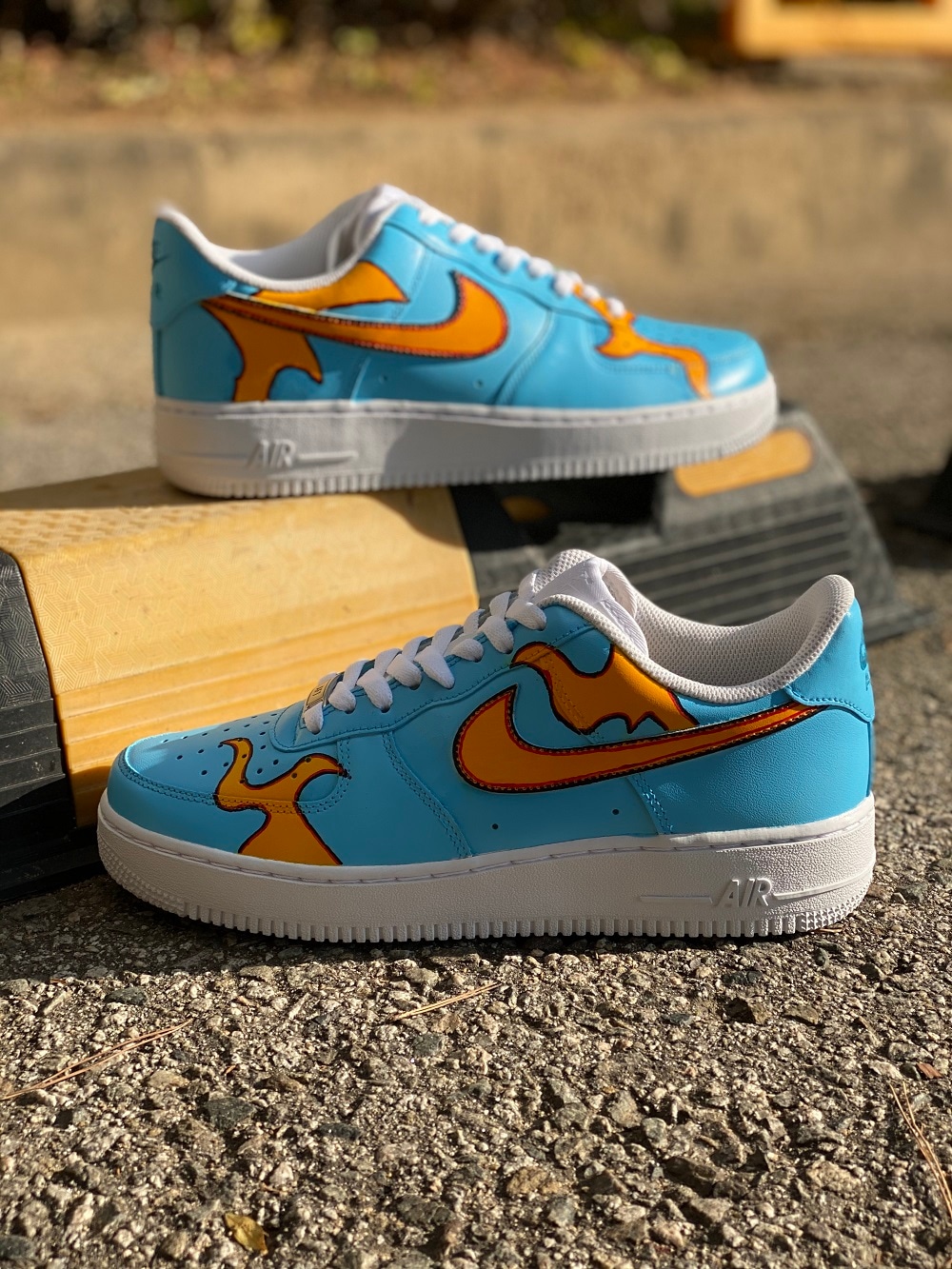 NIKE Air Force1 炎カスタム男女兼用シューズ