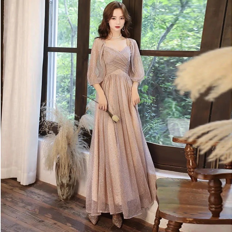 ドレス パーティードレス イブニングドレス ロング丈ドレス ロング丈 レディース 七分袖 オフショルダー 透け感 ウエストマーク Aライン スリム 細身 お洒落 可愛い 大人女子 大人かっこいい かっ