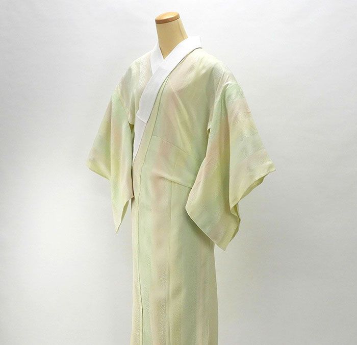 長襦袢 正絹 縦縞ぼかし模様 身丈127cm 裄丈64.5cm リサイクル 着物 中古 i0627