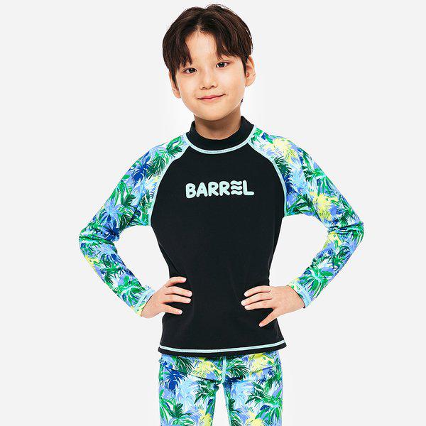 [] キッズ トロピカル 長袖ラッシュガード ブラック (B5SKWRG331BLK)