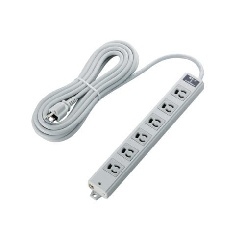 RoHs準拠OAタップ 抜け止め 3P 6個口 3Pプラグ 雷ガード マグネット付き 5m グレー T-WRMK3650LG/RS