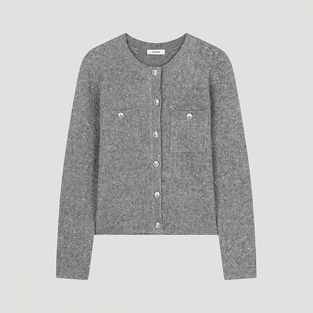 (Shes Miss) グリッターポケットラウンドネックカーディガン_SSKCDO41110