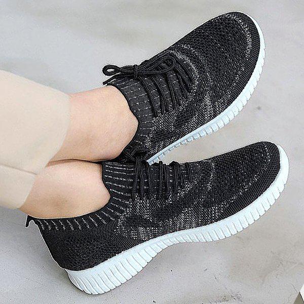 [シューズ] ニットスパン女性用スリップオン スニーカー 運動靴 4cm sjkc-Q83