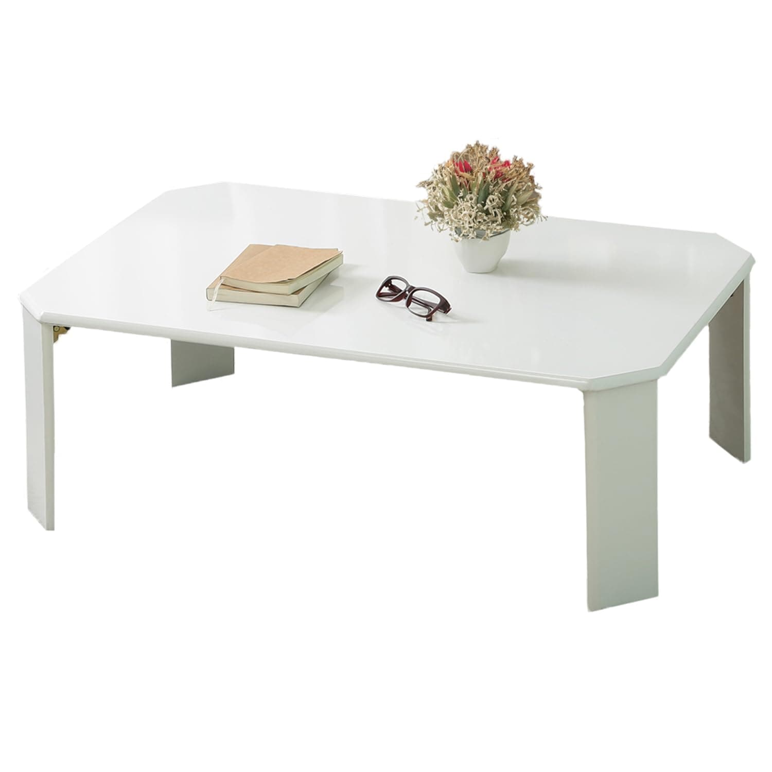 不二貿易 ローテーブル 折りたたみテーブル 幅90×奥行60×高さ32cm ホワイト UV塗装 お手入れ簡単 角が丸い ルーチェ 38418