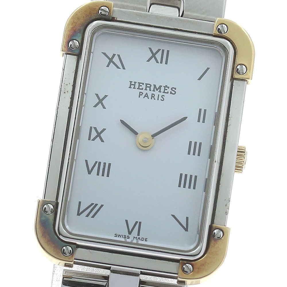 エルメス HERMES CR1.220 クロアジュール クォーツ レディース 内箱・保証書付き_874216【中古】