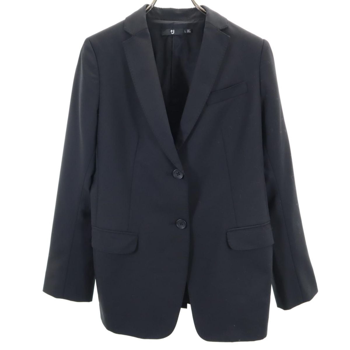 ユニクロ プラスジェイ 長袖 ウールジャケット L ブラック×ブラウン UNIQLO +J レディース