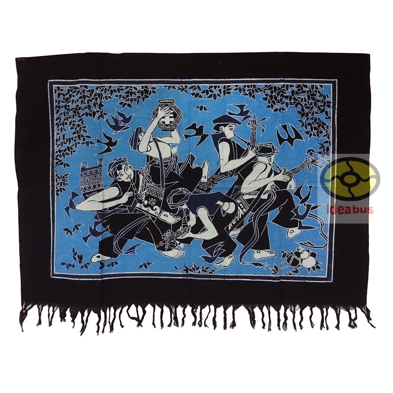 ろうけつ染めの絵Folk Art Wall Decor Hanging Batik Tapestry Hmong Lusheng Dance Reed-pipe Instrument 110x82cm 4,617円