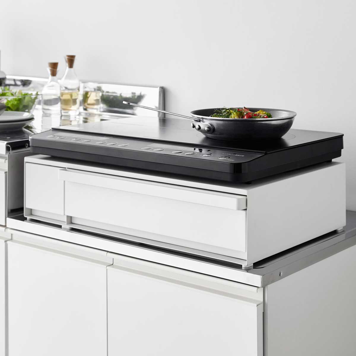 IHコンロ台 山崎実業 tower タワー IHクッキングヒーターラック 引き出し&スライドテーブル 1293 ホワイト 13,651円