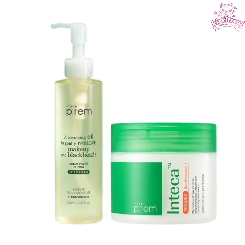 【毛穴 黒ずみ セット】 make prem セーフミー リリーフモイスチャー クレンジングオイル 210ml + インテカトラブルスージングパッド 70枚 ふき取りパッド/毛穴ケア/ブラックヘッド 5,323円