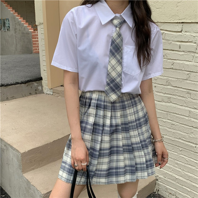 2点セット超jkプリーツスカートスーツ卒業式 チェック柄 ミニスカート シャツ 学院風 入学式