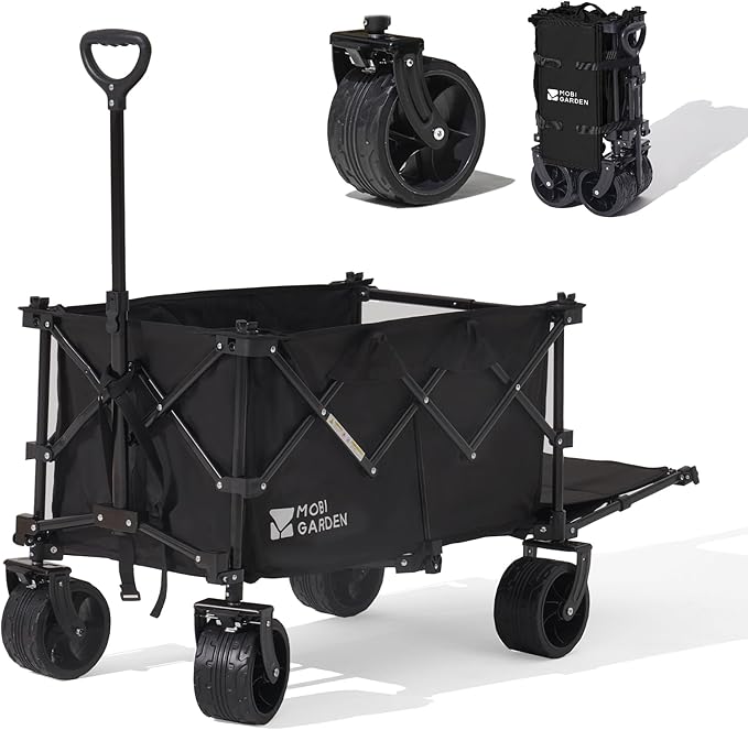 キャリーワゴン 最大容量225L 耐荷重150kg 【荷室の長さ130cm】 長物対応 アウトドアワゴン ブレーキ付 後ろ開け 折りたたみ キャリーカート コンパクト 伸縮ハンドル 大型タイヤ アウト