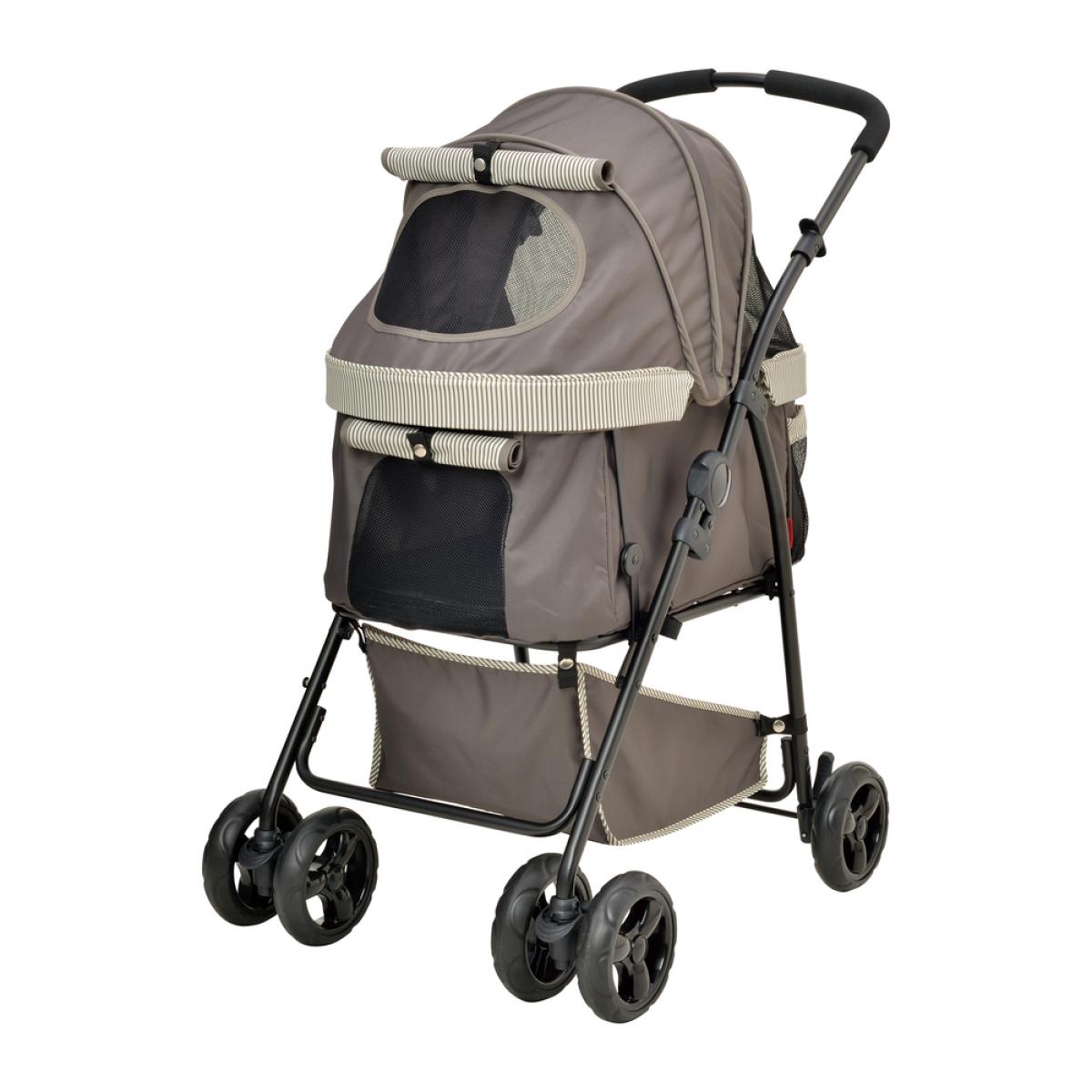 【在庫有・即納】GEX ジェックス わんわんカート 多頭用 DXplus-N ストライプグリーン 犬用 バギー ペットカート キャリー 多頭飼い 最大4頭 25kgまで