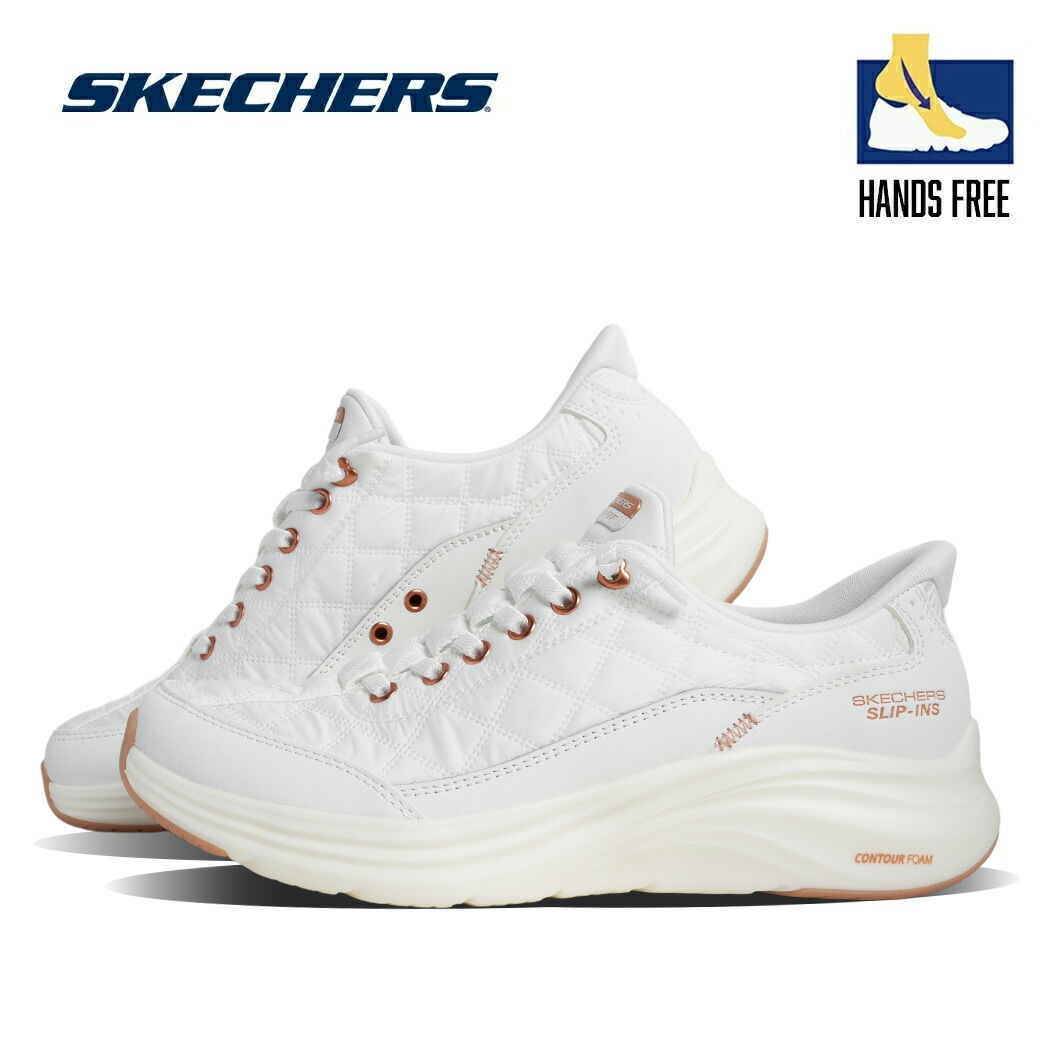 SKECHERS スケッチャーズ コンツアーフォーム スニーカー CONTOUR FOAM WHITE/ROSE GOLD ( ホワイト 白 レディース スリップインズ ハンズフリー 履きやすい 脱ぎ