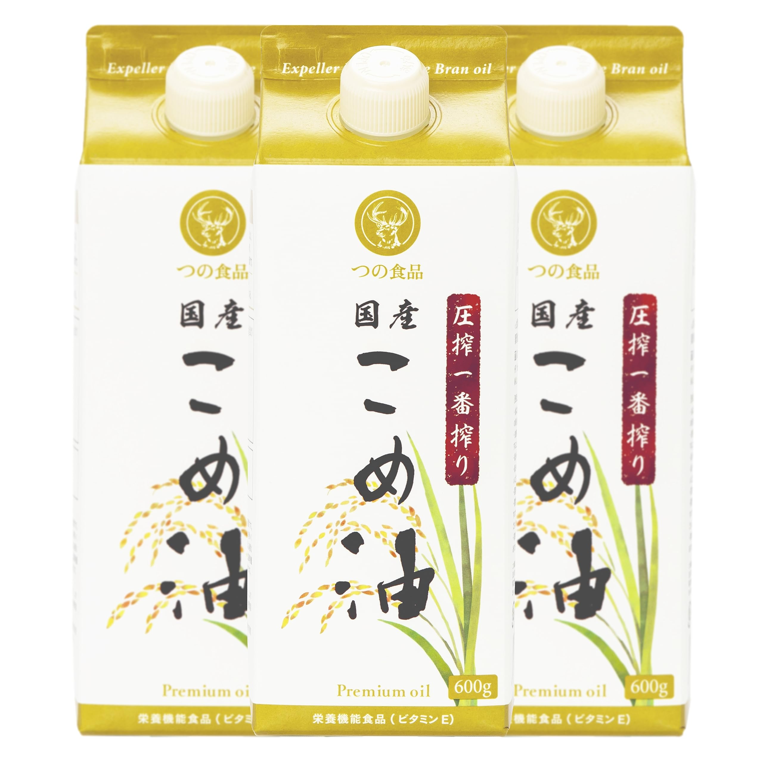 TSUNO 米油 こめ油 圧搾 一番搾り 紙パック 600g 3本
