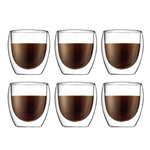 BODUM ボダム グラス コップ タンブラー PAVINA パヴィーナ ダブルウォールグラス 250ml 6個セット 保温保冷性 二重構造 耐熱ガラス 電子レンジ可 オーブン可 食洗器可 冷凍庫可
