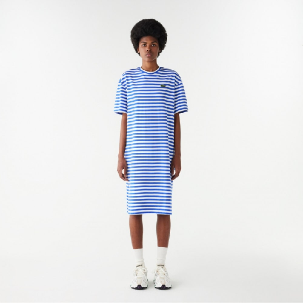 LACOSTE レディースマリンストライプ Tシャツドレス [ブルー]