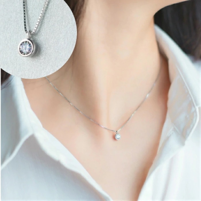 一粒ストーン シンプルネックレス レディース シルバー925 silver925 アレルギー対応 プレゼント ネックレス シンプル シルバー ゴールド 小さめ 華奢 デコルテ 重ね付け 上品 清楚
