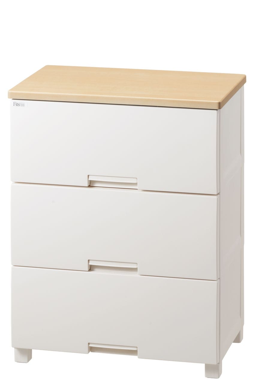 天馬 F6533D(FITSプラス) フィッツプラス　幅65cm　3段（深引き出し3段）（天板：メープル/本体：ホワイト） F6533DFITSプラス