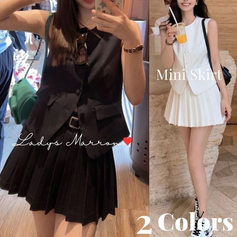 【急速出荷 2025年新作】ミニワンピース 韓国 セットアップ ベスト プリーツスカート 黒ミニワンピース サマーセットアップ 白ミニワンピース ミニワンピフレア レディース ノースリーブ 夏 ツーピ 5,481円