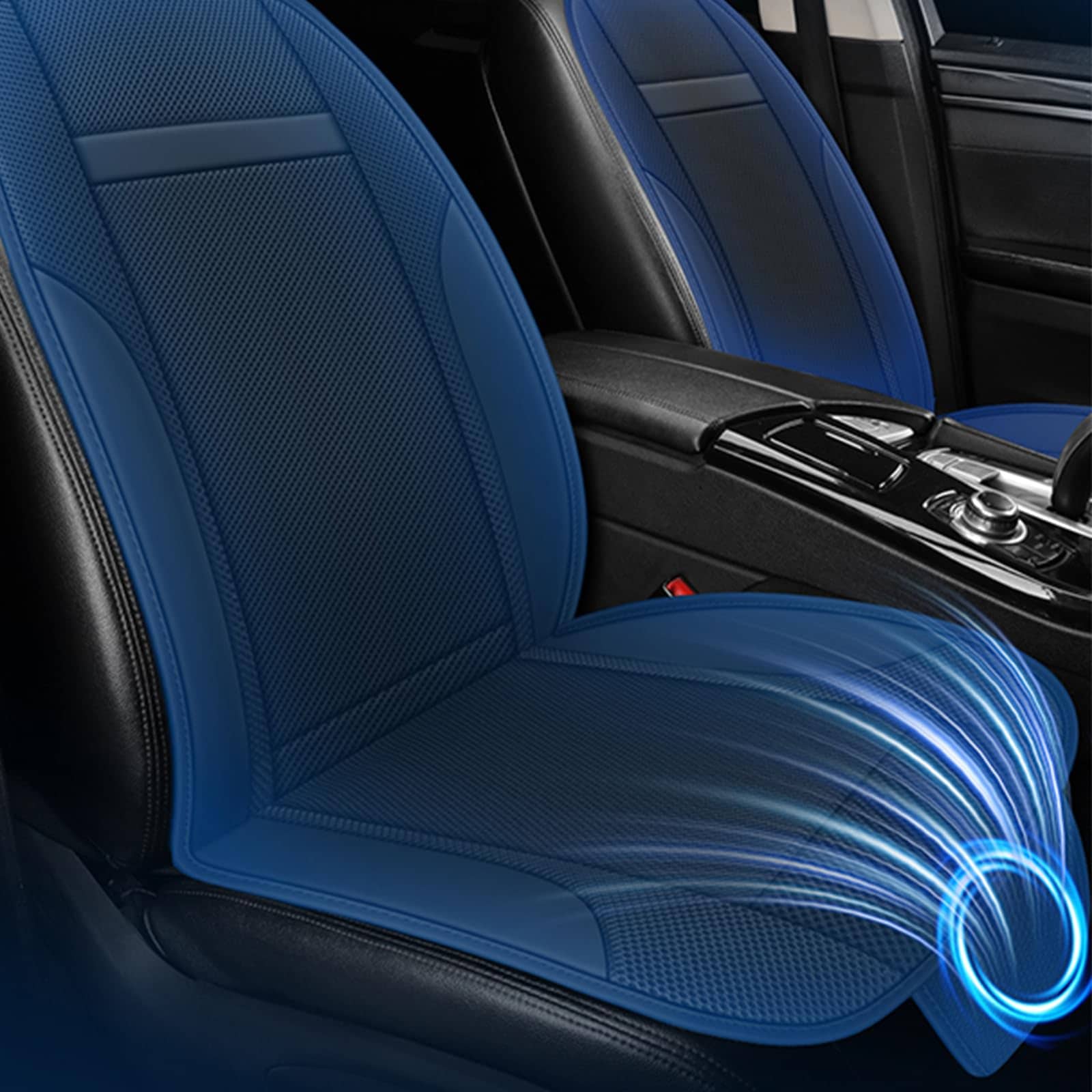 車用シートベンチレーション クールカーシート シートクーラー 手動ON/OFF 強力ファン搭載 メッシュ通気素材 DC12V対応(シガーソケット接続) 汎用車種用 1枚 66452