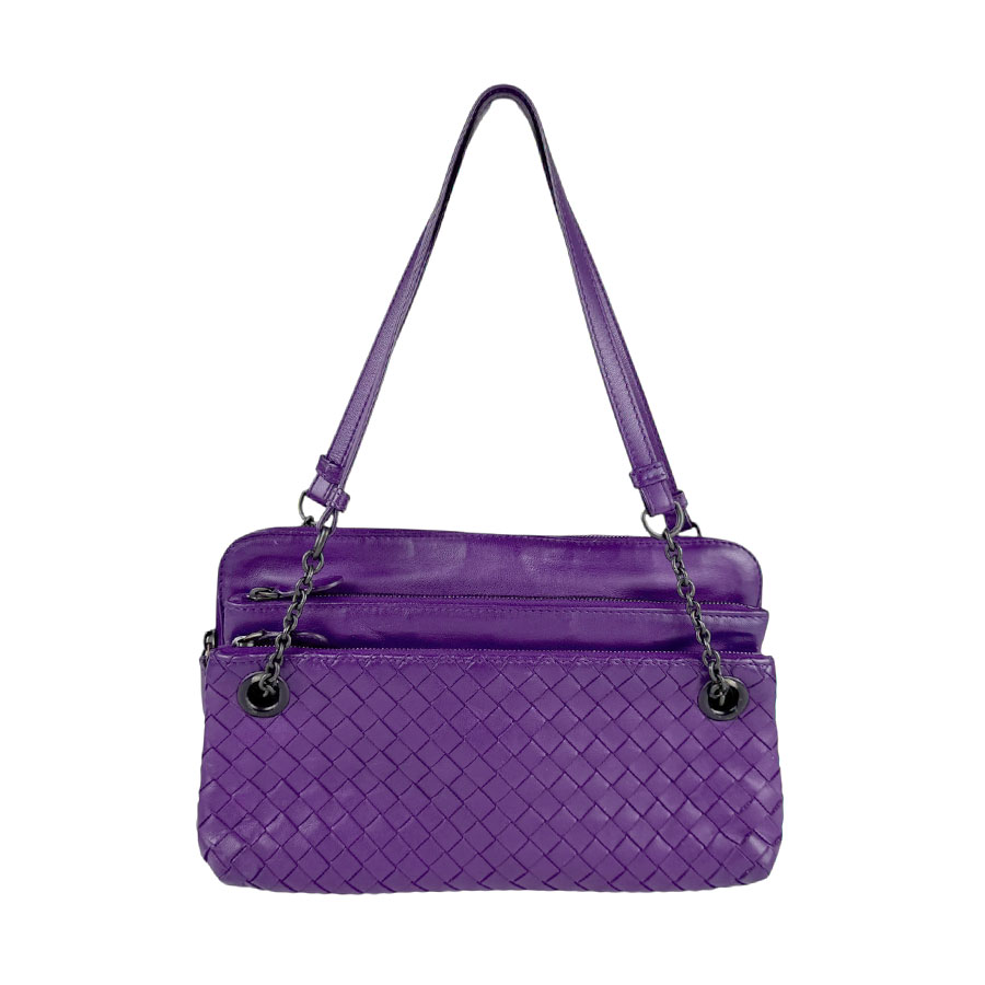ボッテガヴェネタ BOTTEGAVENETA ハンドバッグ イントレチャート レザー パープル レディース z5692
