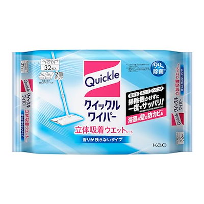 他サイト： 【大容量】クイックルワイパー フロア用掃除道具 立体吸着ウエットシート 32枚の商品画像