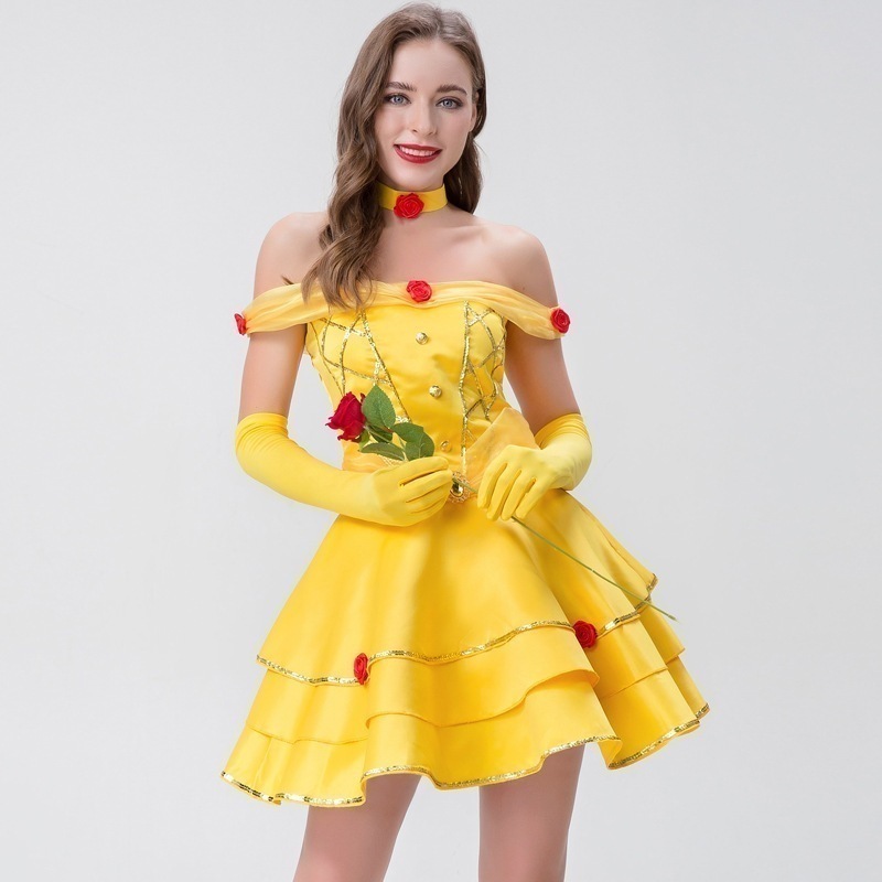 コスプレ映画美女と野獣大人用ベルプリンセスコスチュームおとぎ話プリンセスステージ衣装