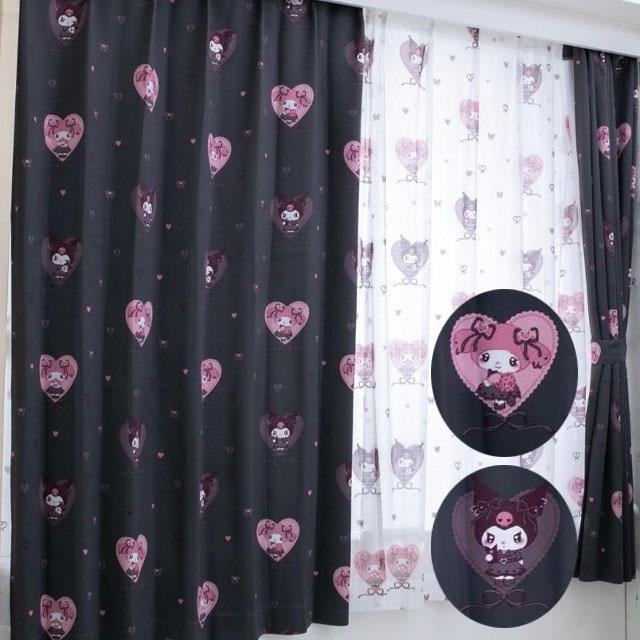 クロミ マイメロディ 真夜中のメロクロ 2級 遮光 遮熱 カーテン 幅100x200cm丈 ２枚