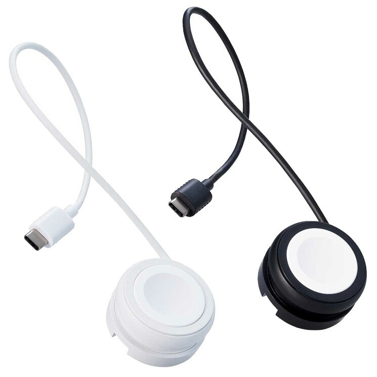 Apple Watch ( アップルウォッチ ) 充電器 ケーブル USB Type-C 約23cm 巻取タイプ Apple正規認証品 ブラック ブラック/ホワイト