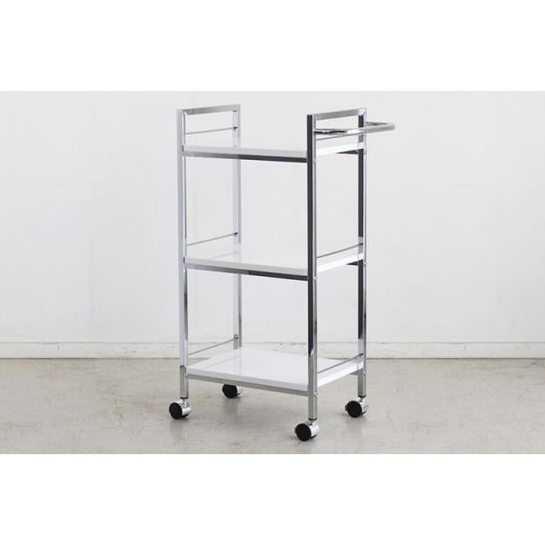 ラック 棚 キャスターワゴン キッチン収納 高級感 おしゃれ 白 クールモダン シルバー クロムメッキ スチール