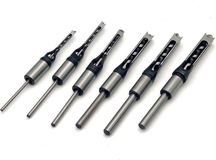 角穴ドリル 穴あけ 木工 ドリルチャック 木材 ノミ のみ 大工道具 六角 チゼル 角のみ 工具 ドリルビット 家具 ほぞ穴(6個 セット)