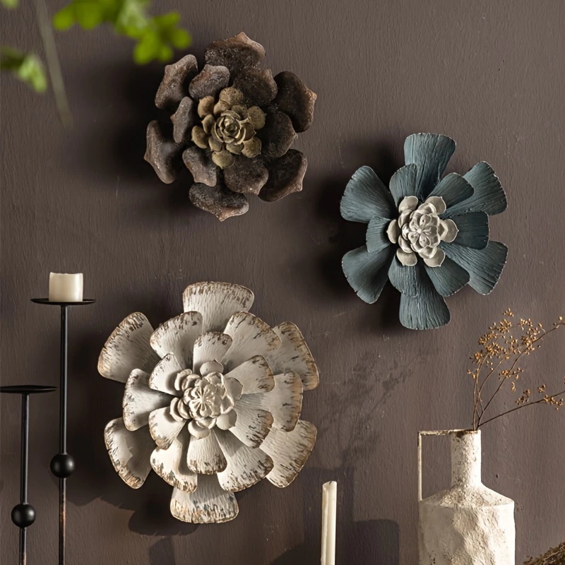 メタルウォールアート 壁掛け モダン 北欧 ウォールインテリア 花 フラワーモチーフ 立体 アンティーク風 ヴィンテージ風 ホームデコ 壁面ディスプレイ おしゃれ リビング 玄関